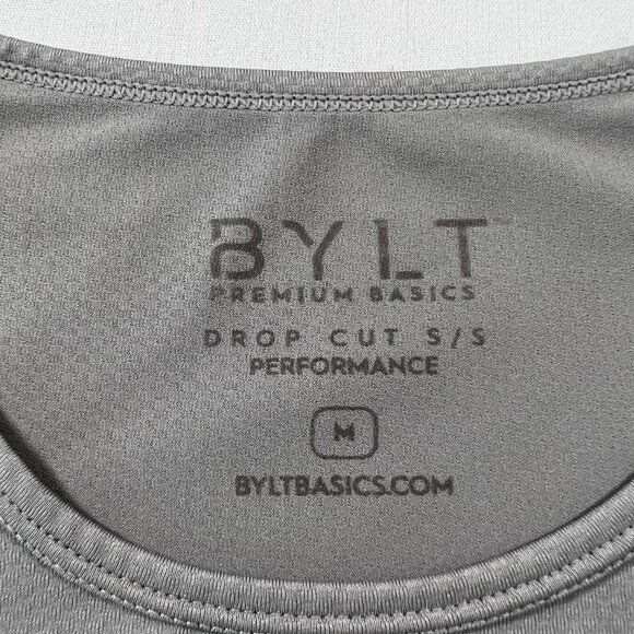 BYLT Basics Performance Drop Cut Short Sleeve Shirt in Gray Size Medium - Picture 4 of 8
